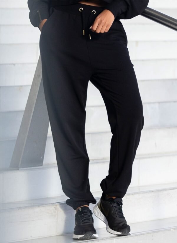PANTALON LOOSE FIT MODAL NOIR - Image 2