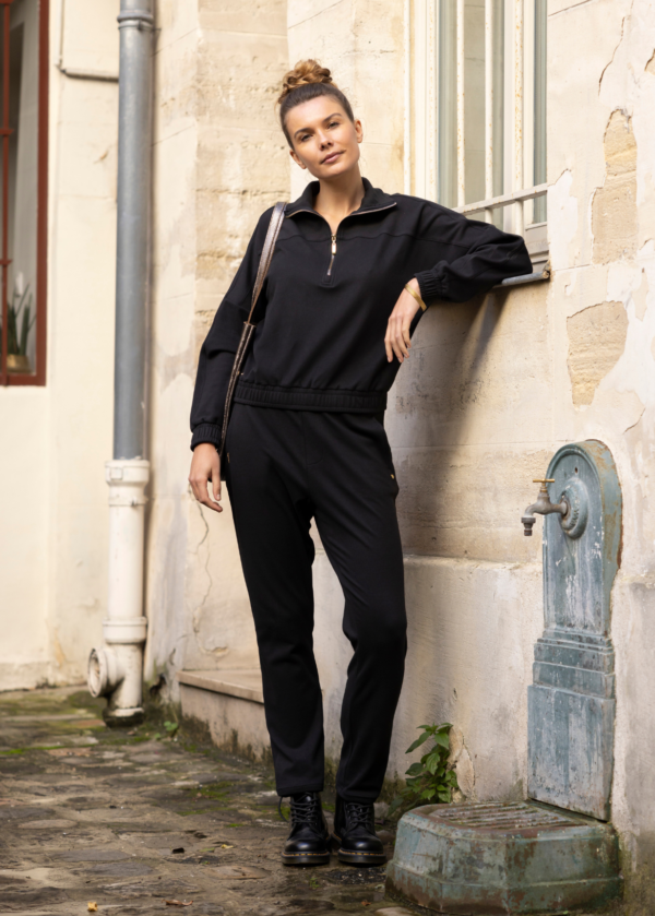 PANTALON DROIT MICROPOLAIRE SALMA NOIR