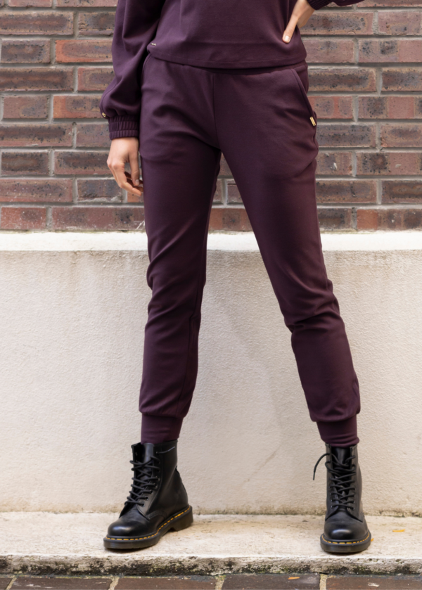 PANTALON REGULAR FIT MICROPOLAIRE LOUISA PRUNE - Image 3