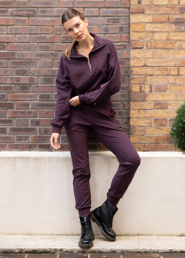 PANTALON REGULAR FIT MICROPOLAIRE LOUISA PRUNE